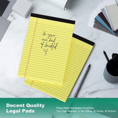 Legal Pads 8.5 x 14 Note Pads, 6 Pack Writing Pads Wide Ruled Notepads, Micro Perforated Notepad, Double-Side Printed Lined Paper Pads 30 Sheets per Notepad, White Legal Pads for Home, Office, School