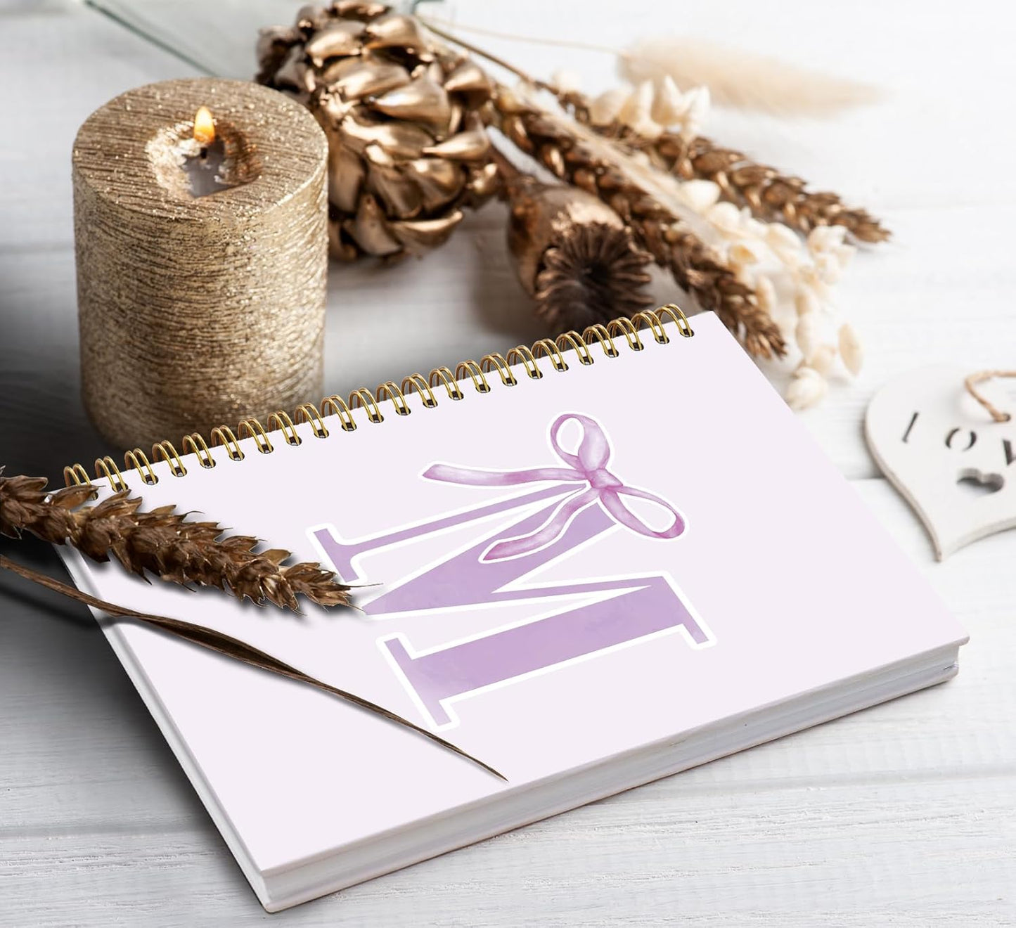 Blue Bow Journal Notebook for Girls,Initial H Journals Personalized Diary Gifts for Teen Girl Kids,Monogrammed Gifts for Women,Trendy Coquette Cute Hardcover Spiral Notebook 5.5 x 8.3 - Colors A