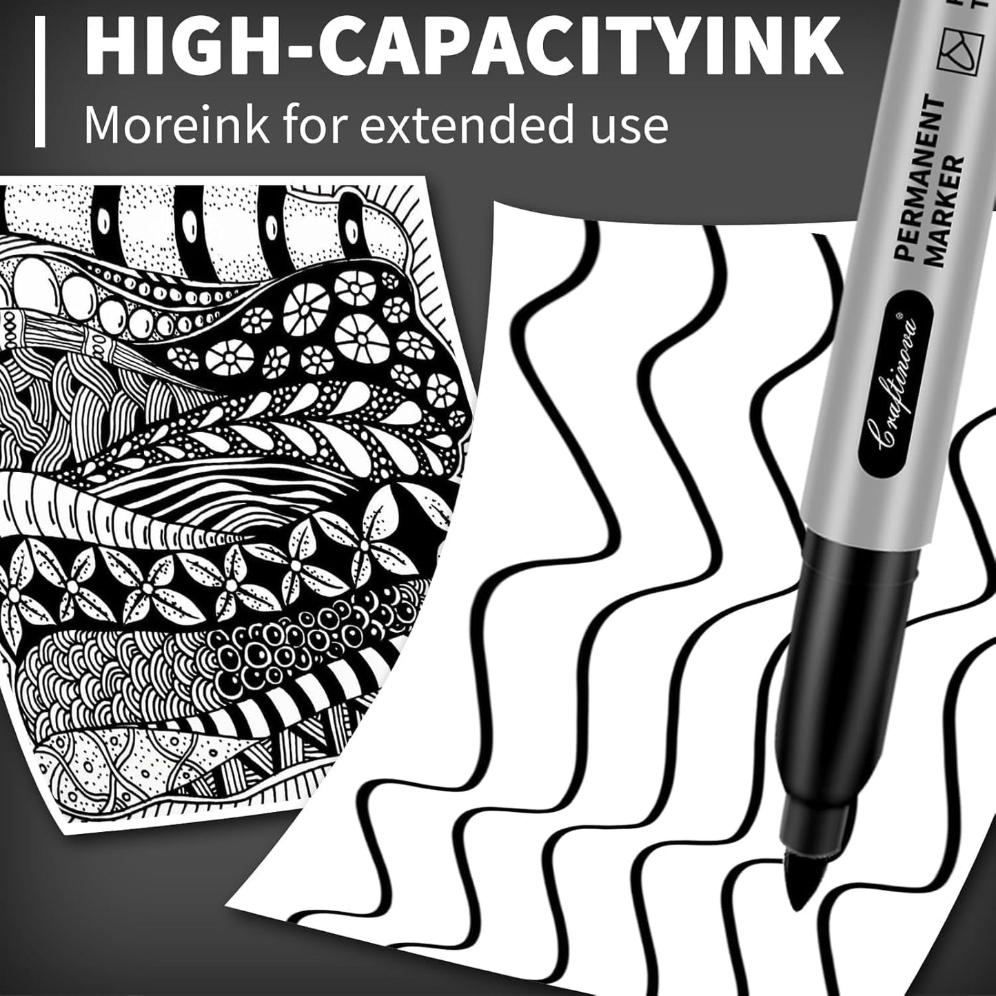 Black Ultra Fine Point Permanent Markers, Extra Fine Tip, Quick Drying and Waterproof, Fade Resistant Perfect on Paper, Glass, Metal, Plastic, Wood, Office & School Use, 30 Pack