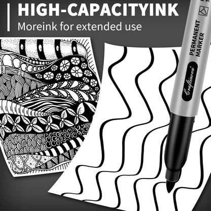 Black Ultra Fine Point Permanent Markers, Extra Fine Tip, Quick Drying and Waterproof, Fade Resistant Perfect on Paper, Glass, Metal, Plastic, Wood, Office & School Use, 30 Pack