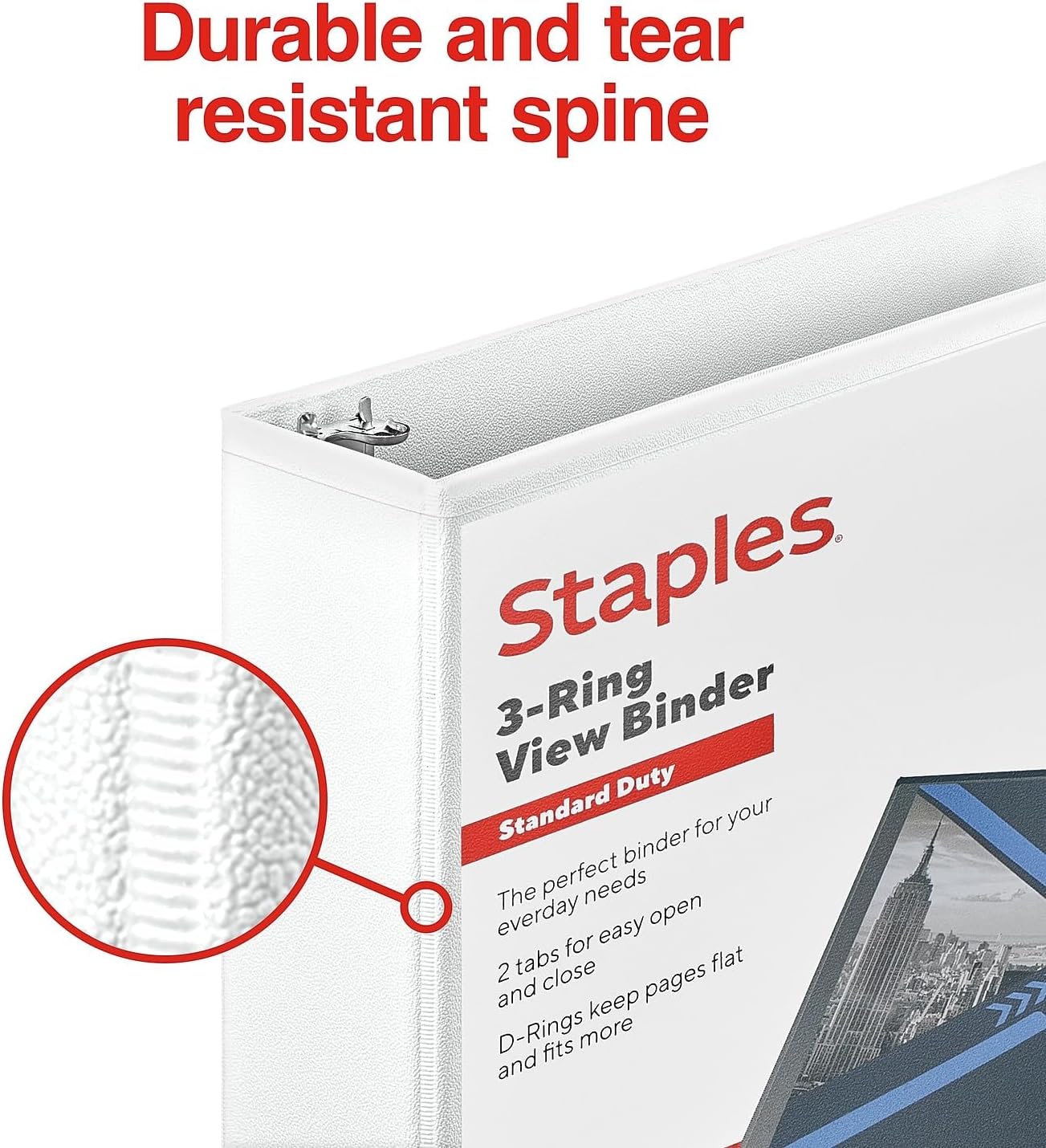 Staples Standard 2-Inch 3-Ring View Binder, Holds Up to 450 Sheets, Orange, Durable Binder for Office & School