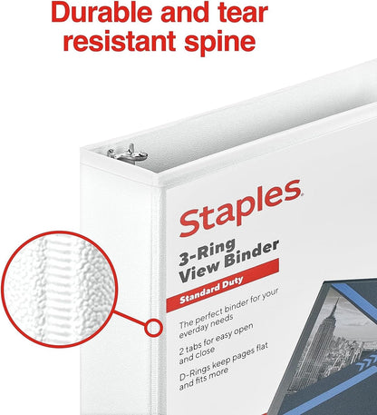 Staples Standard 2-Inch 3-Ring View Binder, Holds Up to 450 Sheets, Orange, Durable Binder for Office & School