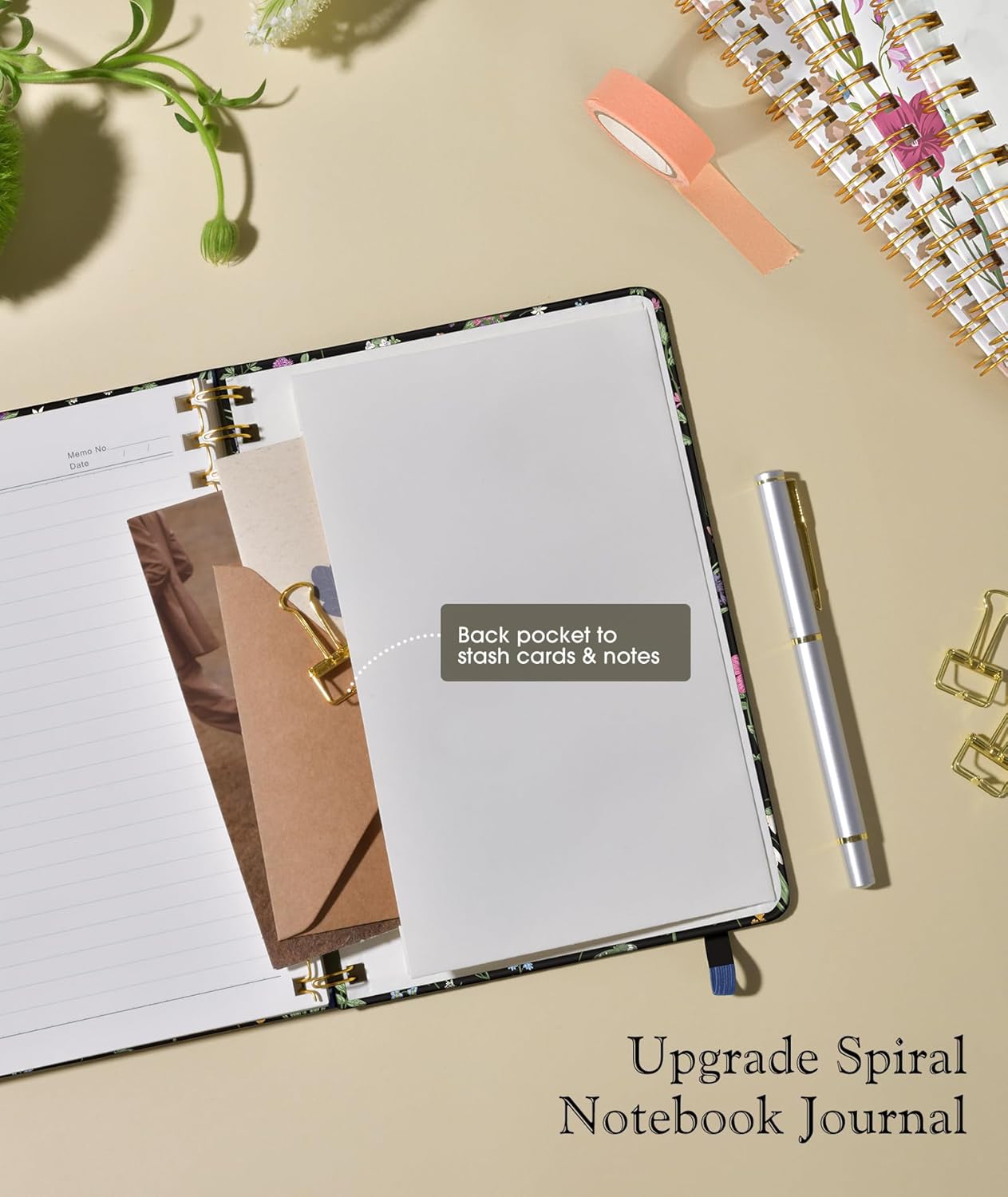 Lined Spiral Journal Notebook, A5 Hardcover Spiral Journals for Women Men, 150 Numbered Pages Spiral Bound Notebook, 100 GSM College Ruled Notebooks for Work, Note Taking 5.75" x 8.38", Olive Green