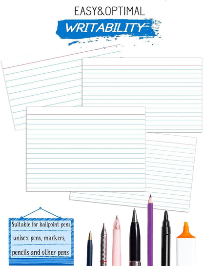 White Index Cards 5x7, Ruled Index Cards, Flash Cards for Studying, File Note Cards, Study Cards, Flash Cards, 100 Pcs Lined Index Flashcards for Office and School Supplies