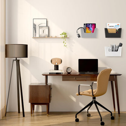 Jomola No Drilling Wall Mount File Holder - Office Wall Hanging Files & Magazines Organizer - Plastic Door Mount with Adhesive Pad, Gray (1 Count)
