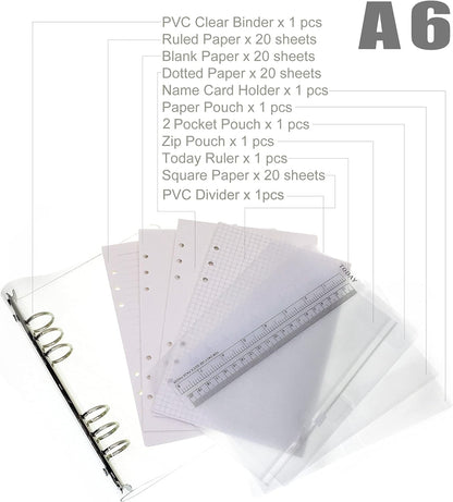 A6 A5 6-Holes Colorful PVC Cover Round Ring View Binder with Snap Button Closure File Folder for Loose Leaf Sheet Protectors Notebook Refill (Pink Daisy, A5 Mini Set) - Colors B