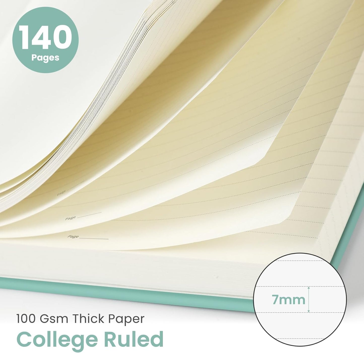 Taja Lined Spiral Journal Notebook for Women & Men, 140 Pages, College Ruled Hardcover Notebook for Work & Note Taking, Journals for Writing, A5(5.7" x 7.9") - Green