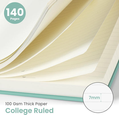 Taja Lined Spiral Journal Notebook for Women & Men, 140 Pages, College Ruled Hardcover Notebook for Work & Note Taking, Journals for Writing, A5(5.7" x 7.9") - Green