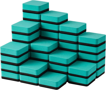Favourde 48 Pack Magnetic Whiteboard Dry Erase Erasers Chalkboard Cleansers for Classroom, Home and Office (Blue)