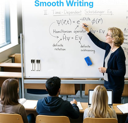 OWLKELA 10 Pcs Black Magnetic Erasable Markers for Whiteboard, Dry Erase Markers with Eraser, Low Odor Magnetic Eraser, White Board Markers for Office, Classroom, Home