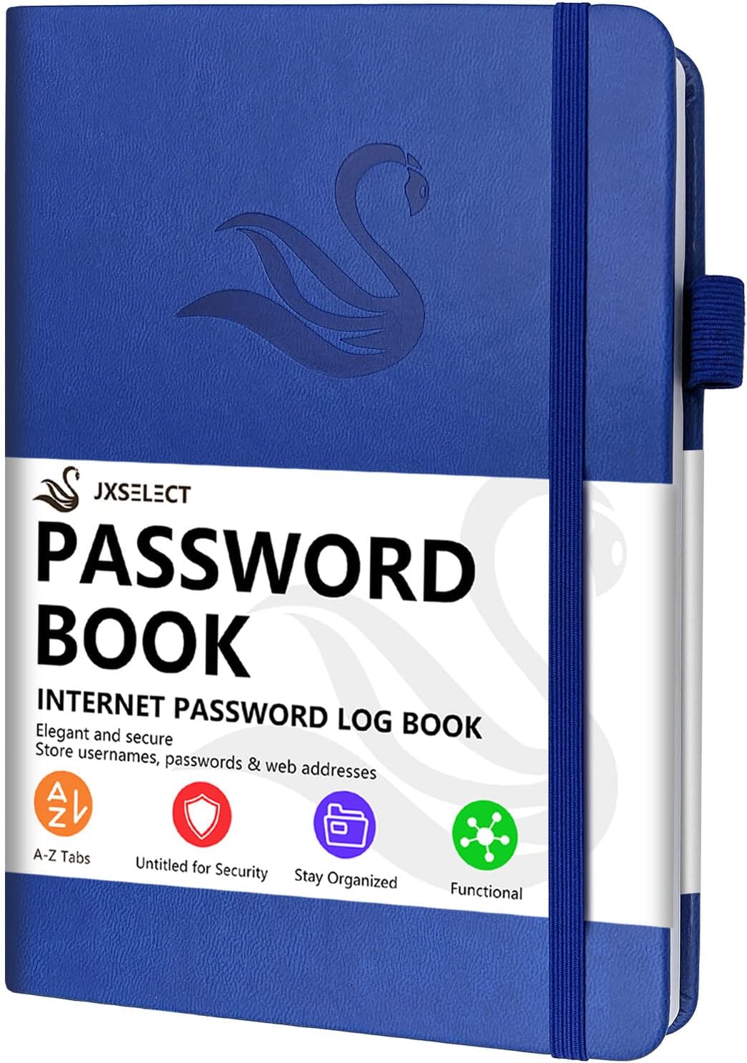 Elegant Password Book with Alphabetical Tabs - Hardcover Password Book for Internet Website Address Login - 5.2" x 7.6" Password Keeper and Organizer w/Notes Section & Back Pocket (Turquoise)