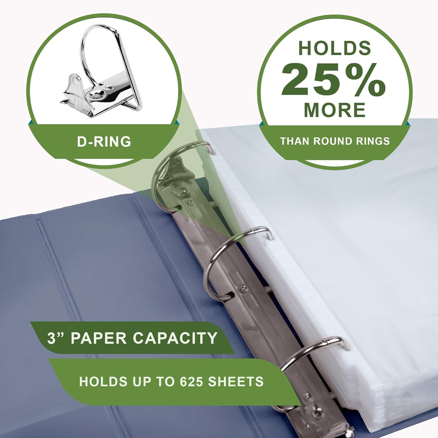 Samsill Plant-Based 3 Inch Durable D-Ring, View Binder, Eco-Friendly, USDA Certified Biobased, 4 Count, Pack of 1, Boho Assortment