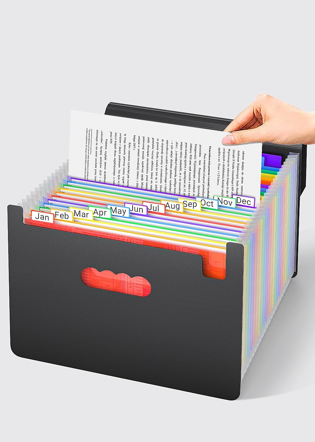 TOPCJ Expanding File Folders,Accordion File Organizer with Handle,13 Pockets Expandable Filing Folders,Tabs Included in Filing Box,Adjustable Strap,Bill Documents Organizer,A4/Letter Size