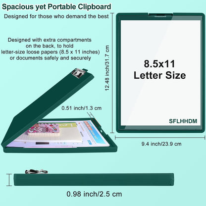SFLHHDM Clipboard with Storage,Heavy Duty Clip Boards 8.5x11 with 2 Storage Case,Clear Visible Panel Storage Clipboards,Side Opening Nursing Clipboard Folder for Office Supplies-Light Purple