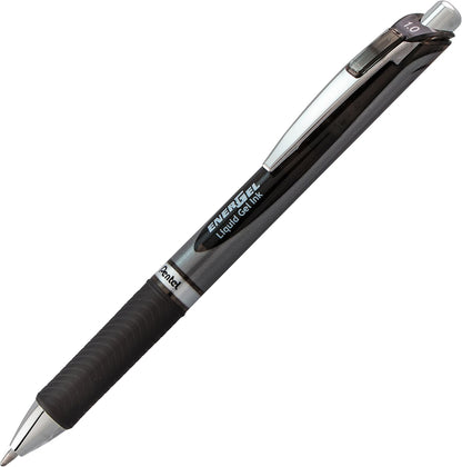 Pentel EnerGel RTX Retractable Liquid Gel Pen, (1.0mm), Bold Line, Metal Tip, Black Ink, Pack of 3 (BL80BP3A)