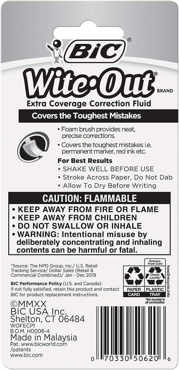 Bic Wite Out Extra Coverage Correction Fluid-.7oz