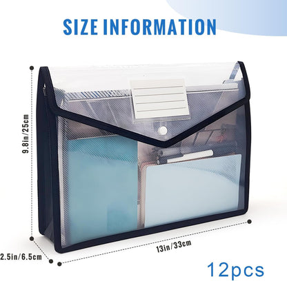 Plastic Expanding File Folder, Envelope Folders for Documents, Waterproof Transparent Expandable File Folder, Large Capacity, Fit Letter/A4 Size (Multicolor-6 Pack)