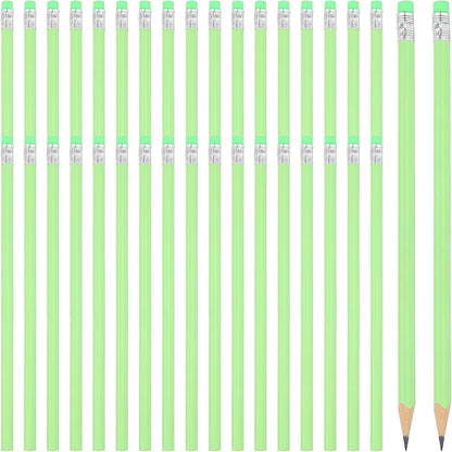 PATIKIL Round Pencils, 36 Pack Triangle HB Graphite Pencil Woodcase Wooden Pencils with Eraser for Classroom Office Writing Drawing Supplies, Green