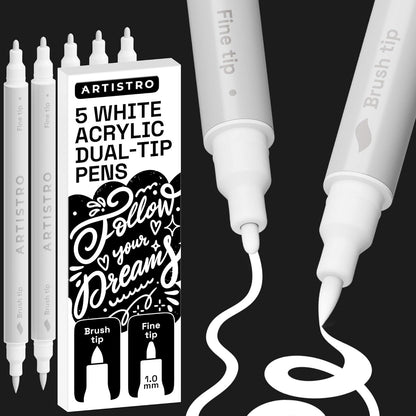 ARTISTRO 36 Acrylic Paint Markers - Paint Pens for Drawing, Brush + Fine Tips - For Fabric, Rock, Glass, Wood, DIY - Art & Craft Supplies for Adults, Teens, Kids - Teacher Appreciation Gift