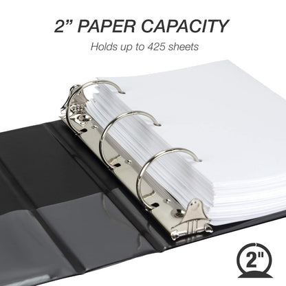 Samsill Economy 3 Ring Mini Binder, 1-Inch Round Ring Binder, Holds 100 Sheets, Black, 6 Pack (MP32300)