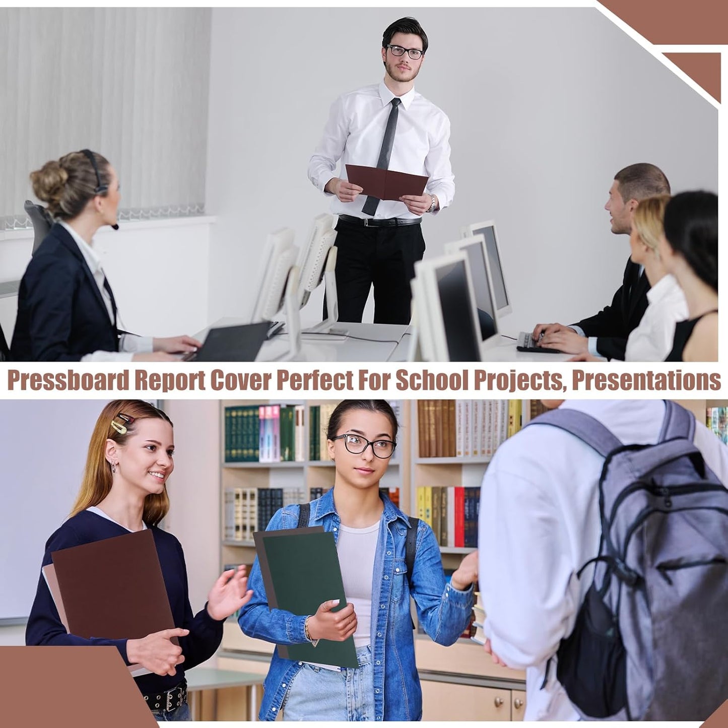 Zhanmai 15 Packs 8.5'' x 11'' Pressboard Report Covers, Metal Prong Fastener with Compressor, Letter Size 3'' Capacity Presentation Report Folder to Neatly Bind Reports, Proposals, Documents(Blue)
