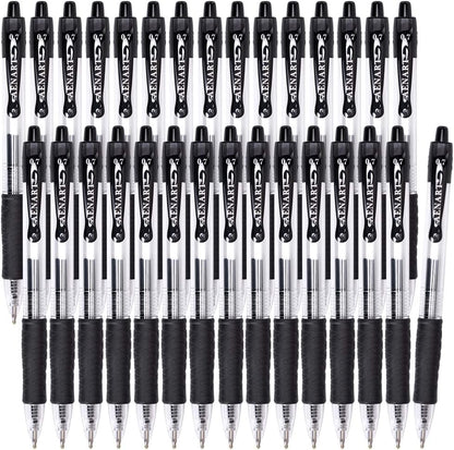 Aen Art Gel Pens Black 0.7mm Fine Point 30 Retractable Gel Ink Pens with Rubber Grip - Quick Dry Roller Pen for Writing, Office, School