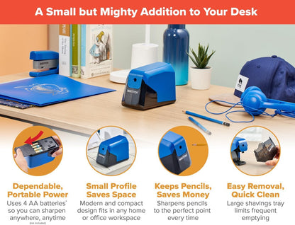 Bostitch Office Battery Pencil Sharpener, 4X Longer Cutter Life, Tip Saver Technology, Black (BPS4-BLK)