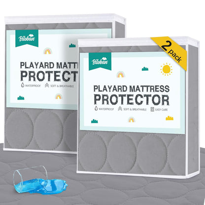 Crib Mattress Protector Sheets Waterproof 2 Pack, Quilted Crib Mattress Pad Cover Fitted Fits for Toddler Bed Mattress, White, 52” x 28”