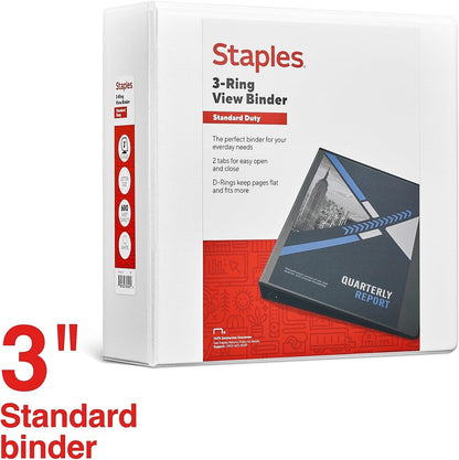 Staples Standard 2-Inch 3-Ring View Binder, Holds Up to 450 Sheets, Orange, Durable Binder for Office & School