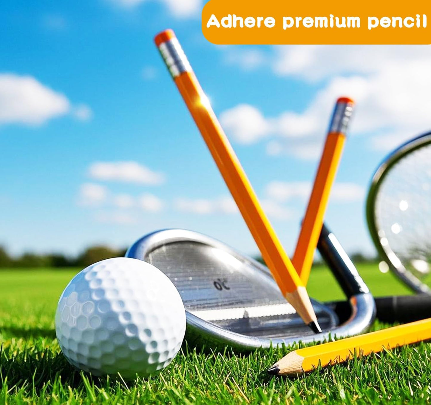 Adhere 25pcs Golf Pencils with Eraser Pre sharpened Hexagon half Wooden Pencils Graphite 2B for Golf Event Scoring,Classroom,Wedding,Company Meetings,Pew, Pocket (Nature)