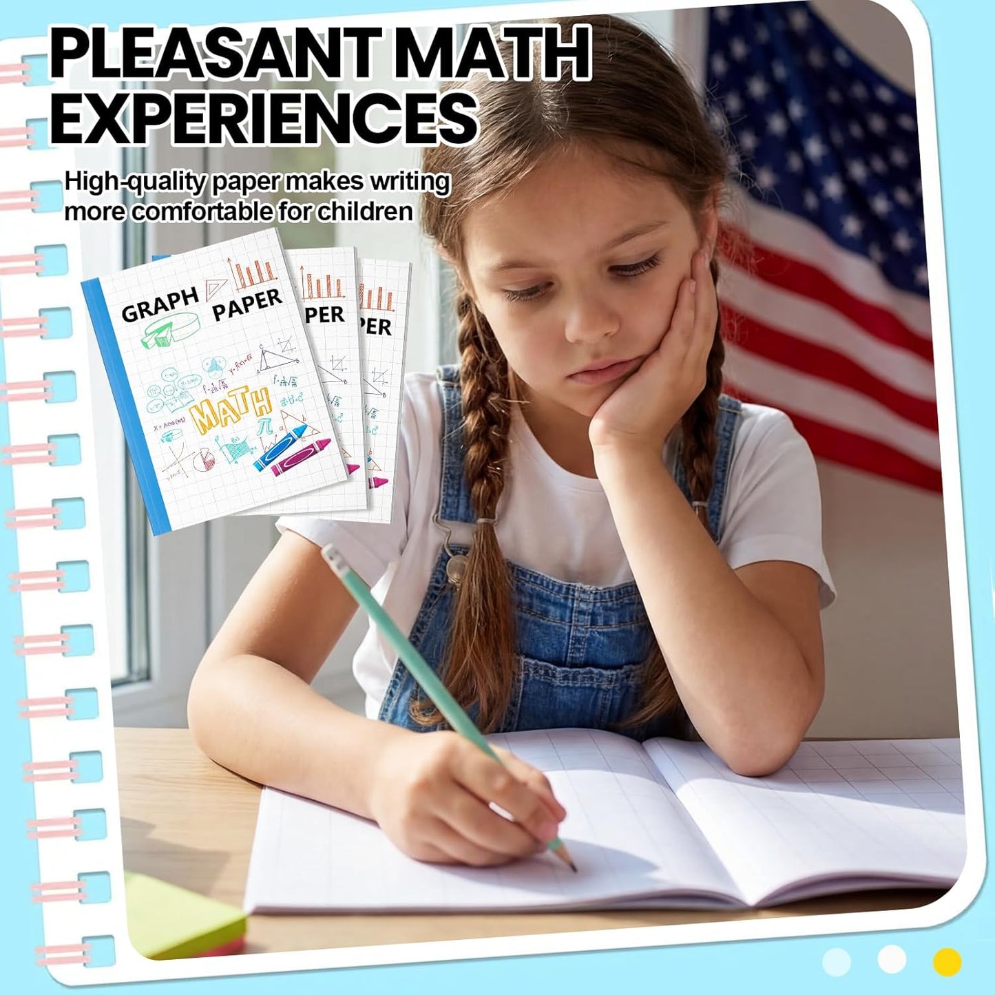 Ctosree 3 Pcs Graph Paper for Kids 1/2 Inch Squares Math Graph Paper Composition Notebook 8.5 x 11 Inches Quad Ruled Grid Notebook for Kids School Supplies