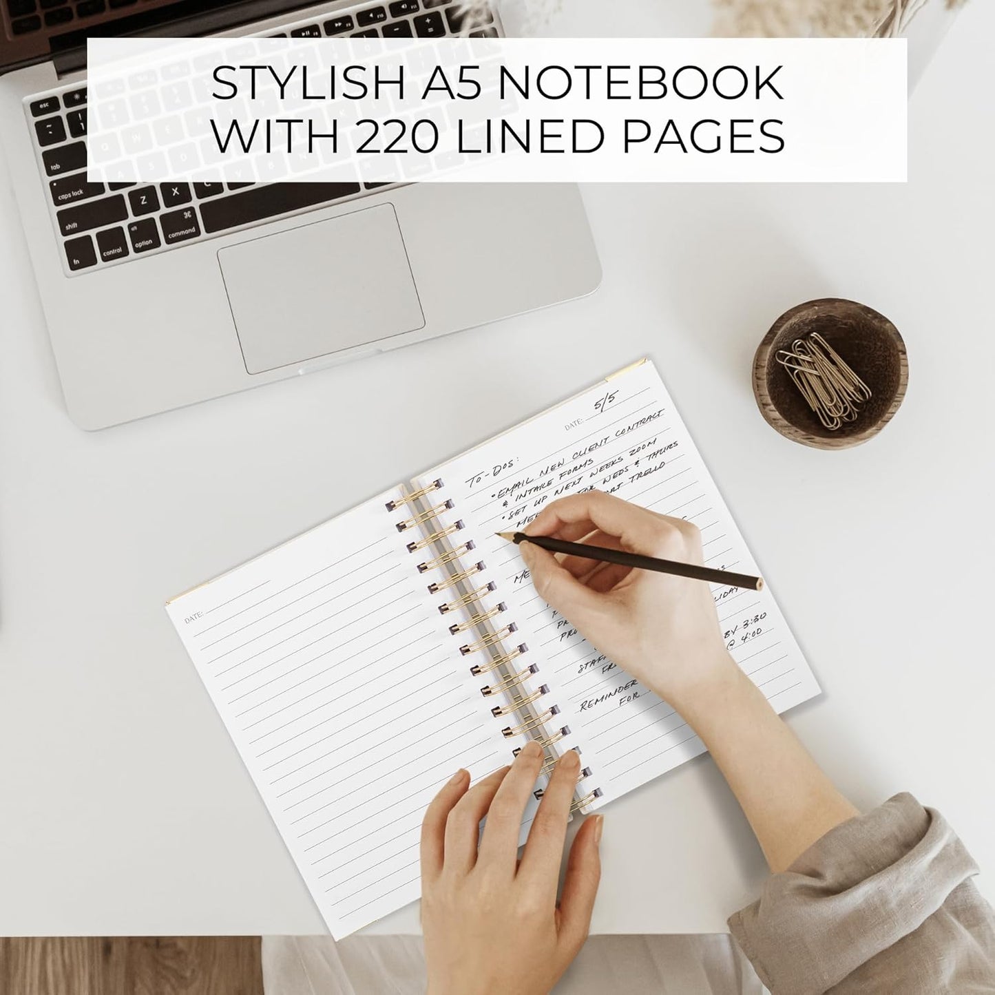 Aesthetic Thick Spiral Notebook Journal For Women in B5 Format - Modern Linen Hardcover College Ruled Note Book With 300 Lined Pages - Perfect For Writing And Staying Organized at Work or School