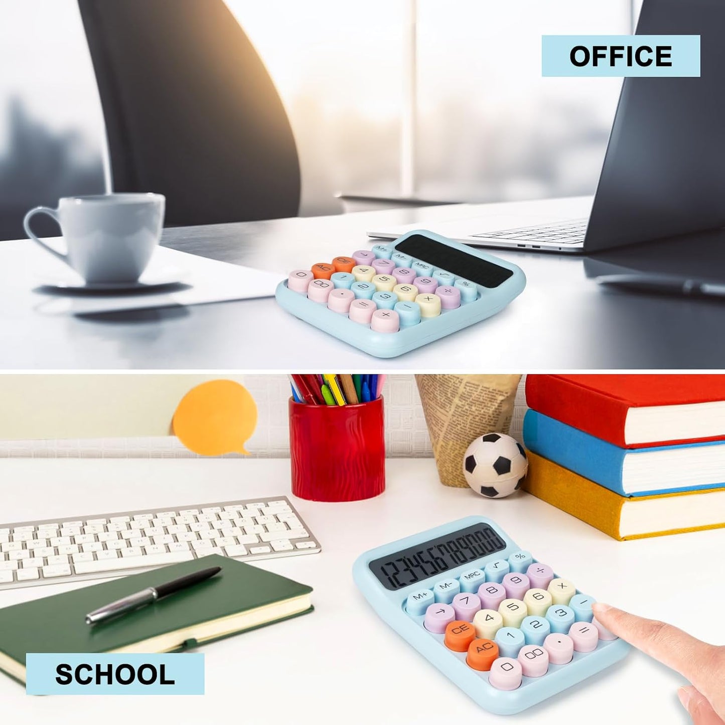 Mechanical Switch Calculator with Big Buttons, Calculators Desktop, 12 Digits, Large LCD Display, Desk Calculator, Cute Pink Calculators for Teachers Students Basic Office (Pink)