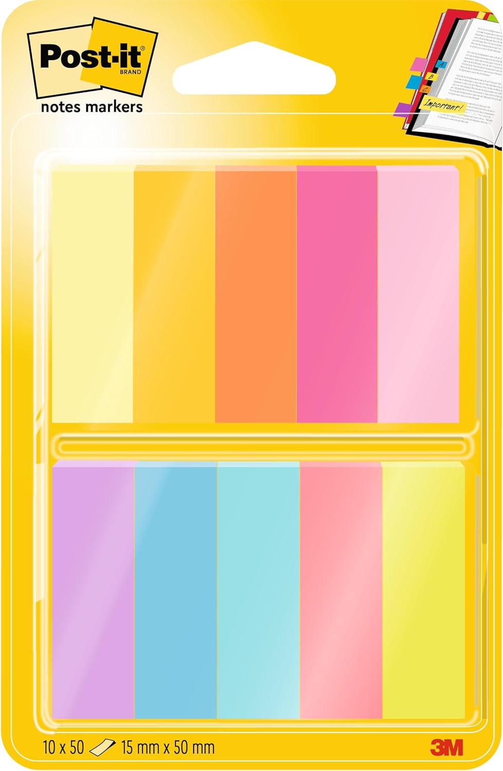 Post-It 686-PLOY Index Strong Filing Tabs, Pink, Green, Orange, Yellow, 51 x 38 mm (6 of Each Colour)