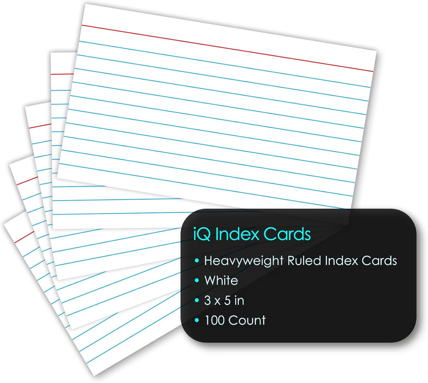 iScholar Index Cards, Ruled, Colored, 3 x 5 Inches, 100 Card Pack (03516)