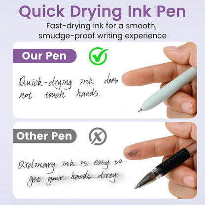 FIOVER 5pcs Gel Pens Quick Dry Ink Pens Fine Point Premium Retractable Rolling Ball Gel Pens Black Ink Smooth Writing for School Office Home