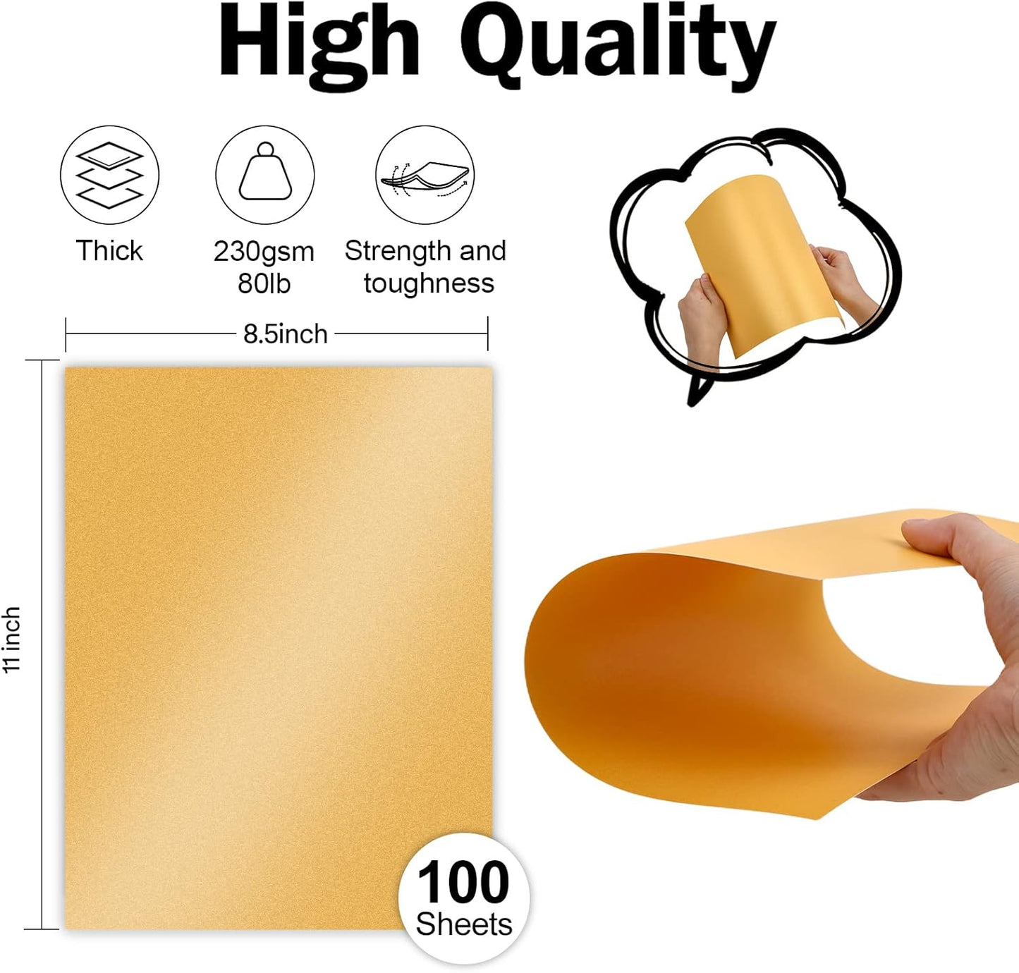 100 Sheets White Shimmer Cardstock 8.5 x 11 Certificate Paper, Goefun 80lb Pearlescent Paper for Invitations, Certificates, Crafts, DIY Cards