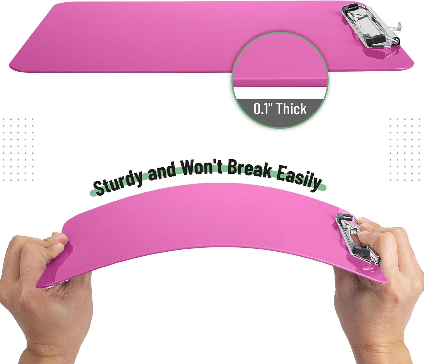 Mr. Pen- Plastic Clipboard, 12.5" x 9", 2 Pack, Clipboard Plastic, Low-Profile Metal Clip with Retractable Hanging Hole
