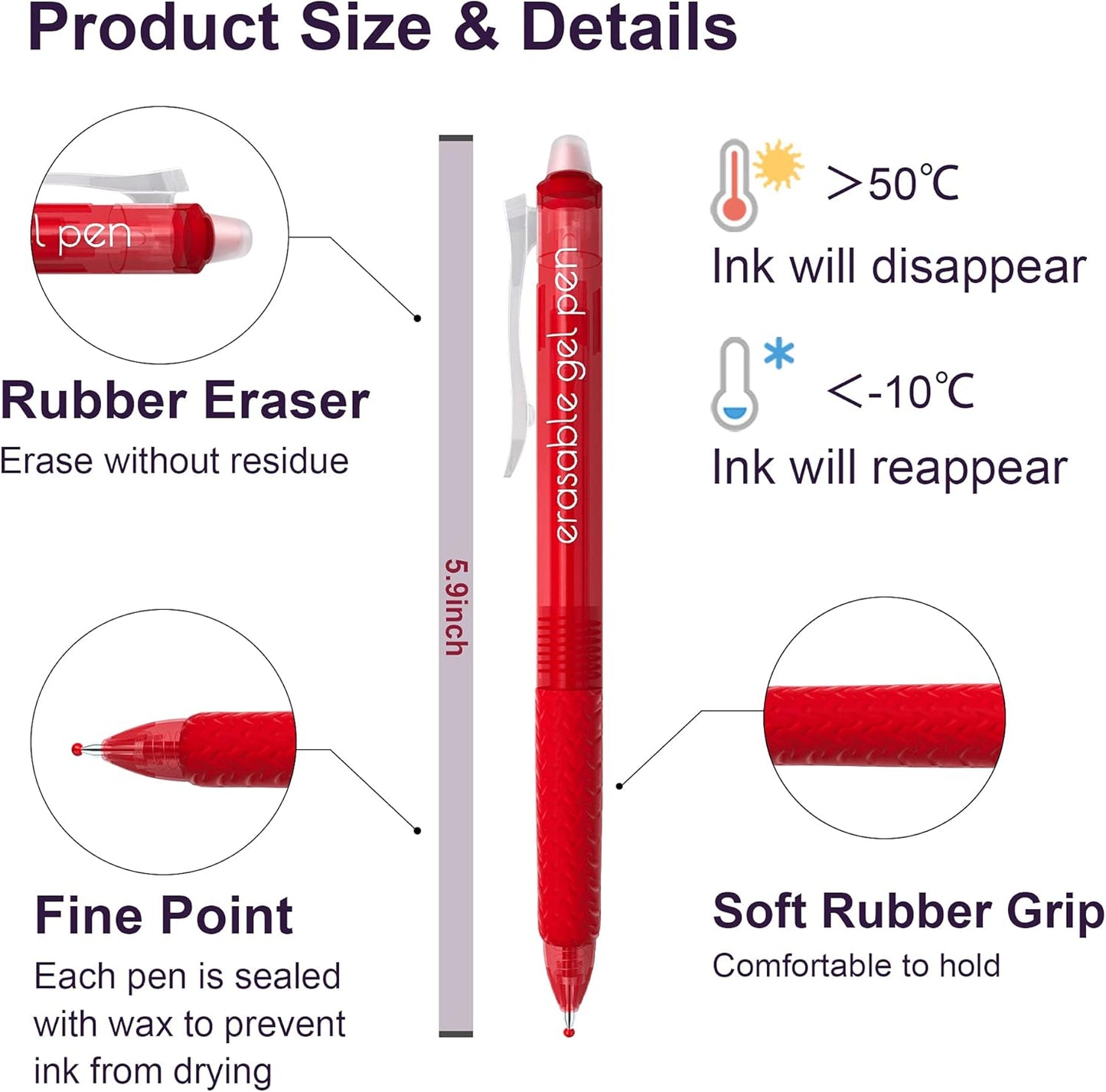 Erasable Gel Pens, 15 Pack Black Retractable Erasable Pens Clicker, Fine Point, Make Mistakes Disappear, Black Inks for Writing Planner and Crossword Puzzles…
