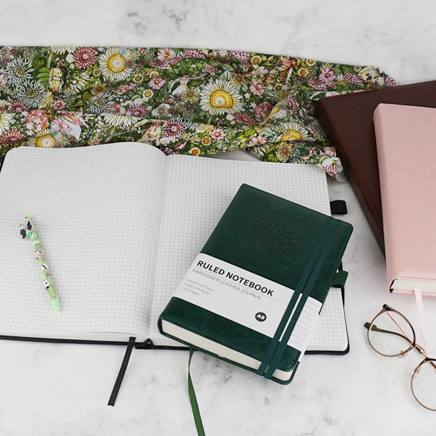 Lined Journal,A5 Lined Notebook for women,384 Pages Green Hardcover Leather Journal for men,College Ruled Notebook for note taking Lined Journal note book for work,school