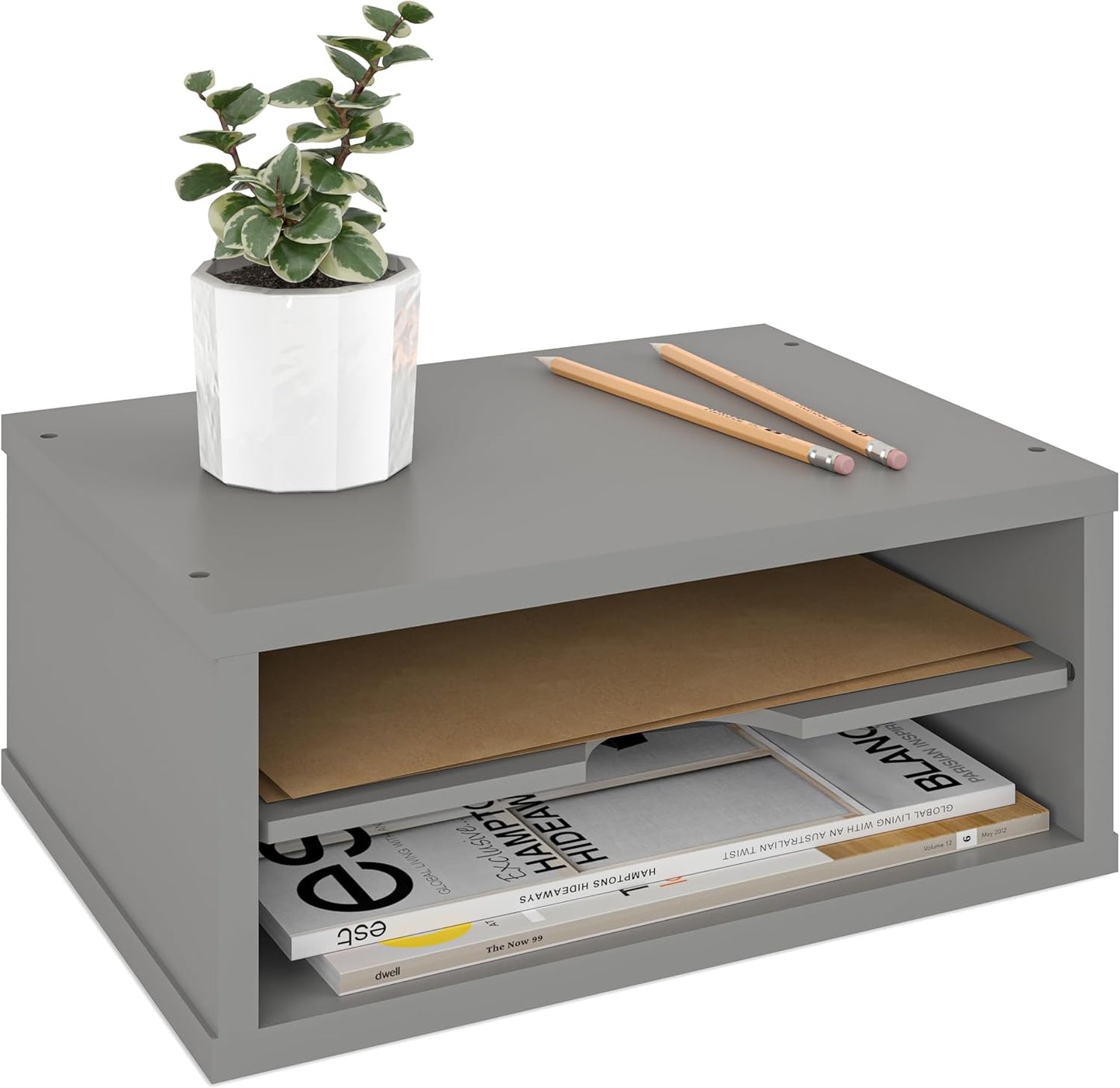 Ballucci File Organizer, 4-Tier Office Desk Organizer, Open Top Wood Paper Organizer for Classroom, Desktop Mail Sorter Paper Tray, Black