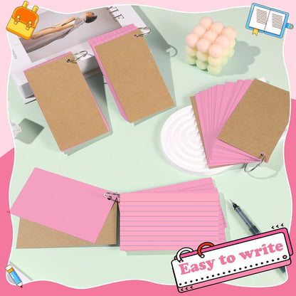 Colored Index Cards 3x5 Inch Heavyweight Flash Cards with Ring Lined Flashcards Note Cards for Studying School Supplies College, 200 Count