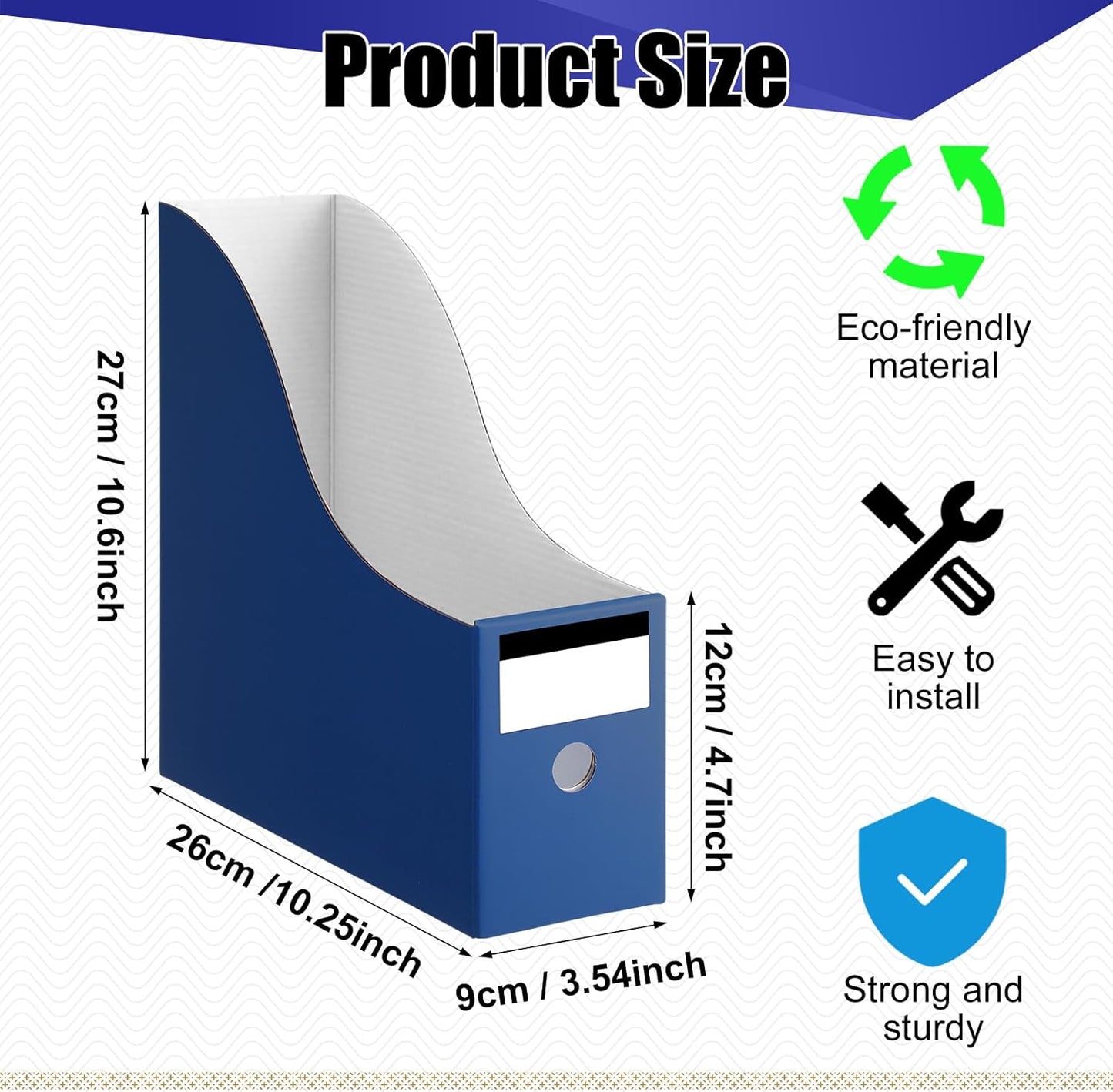 Thenshop 24 Pcs Cardboard Magazine File Holder Organizer, Desk File Organizer Box Foldable Book Bin Papers Storage Folder with Label for School Classroom Office Supplies(Classic,Black)