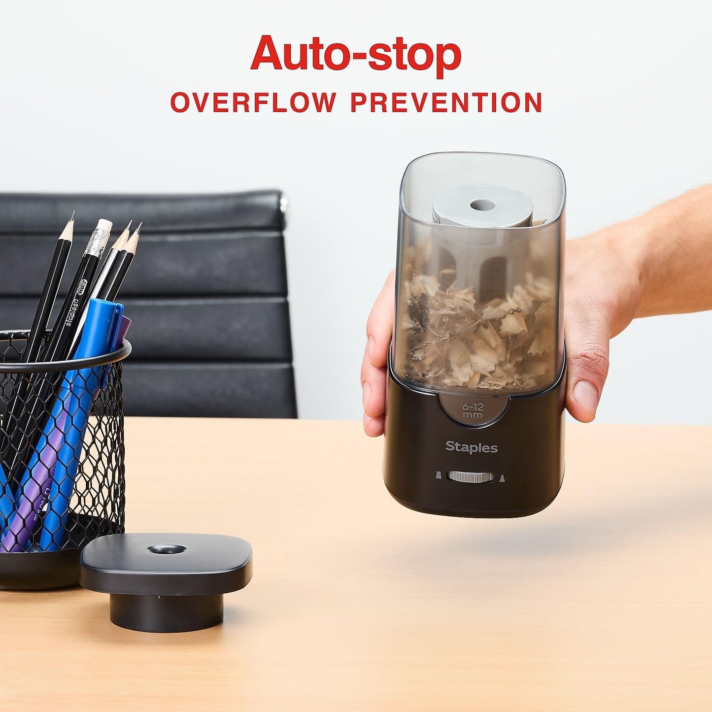 Staples Electric Pencil Sharpener, Black – Heavy‑Duty Classroom Sharpener for Teachers, Schools & Shared Spaces