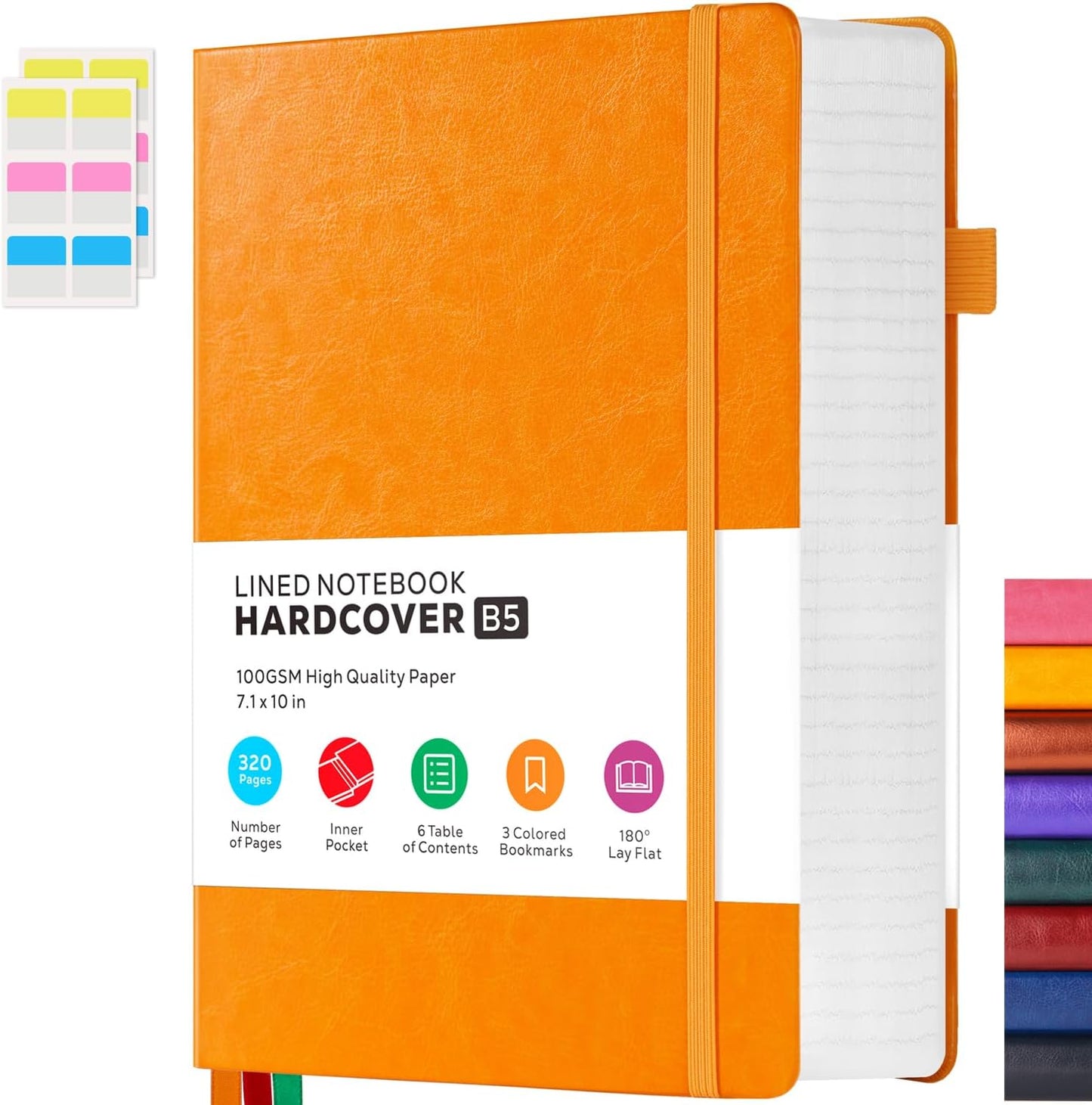 Hardcover Lined Notebook Journal for Writing, 320 Pages Leather Thick College Ruled Notebook Journal with 100GSM Paper, A5 (5.7'' X 8.4'') Daily Journal for Women Men Work Organization, Black