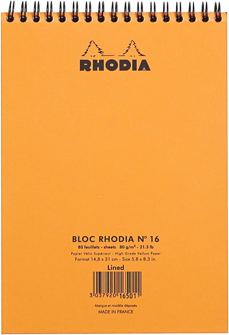 Rhodia Wirebound Pad 8.25x11.75, Lined, Orange
