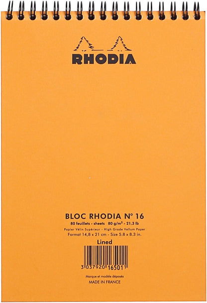 Rhodia Wirebound Pad 8.25x11.75, Lined, Orange