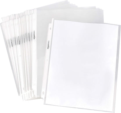 Amazon Basics Heavy Duty Sheet Protectors for 3 Ring Binder, Top Loading, Clear Plastic, 8.5 x 11 inch, 500-Pack