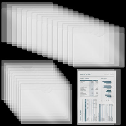 Kisston 25 Pack Heavy Duty Vinyl Plastic Folders with Clear Front Pocket File Jackets, Three Sided Closed, Letter Size Plastic Folders for Documents, 11.75 x 9.25 Inch (5 Colors)