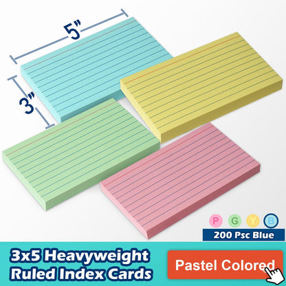 Blank Index Cards 3x5 Unlined Unruled Flash Note Cards 3" x 5", White, 100 Count, 200 GSM Heavy Weight